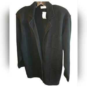 Vintage Liz Claiborne Collection Black Knit Open Front Cardigan Sweater Women’s